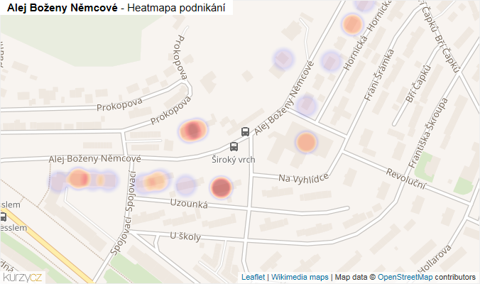 Mapa Alej Boženy Němcové - Firmy v ulici.