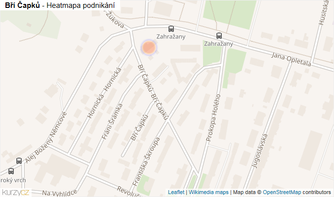 Mapa Bří Čapků - Firmy v ulici.