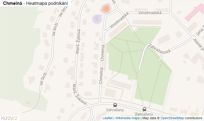 Mapa Chmelná - Firmy v ulici.