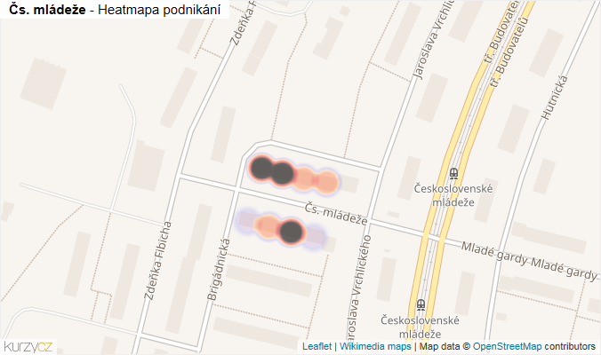 Mapa Čs. mládeže - Firmy v ulici.