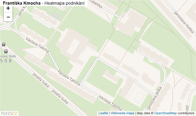 Mapa Františka Kmocha - Firmy v ulici.