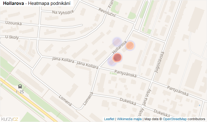 Mapa Hollarova - Firmy v ulici.