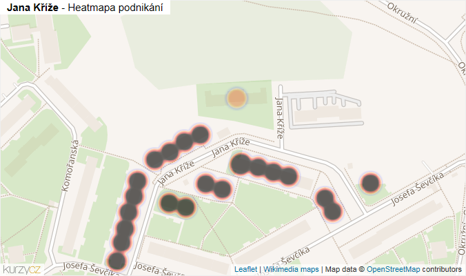 Mapa Jana Kříže - Firmy v ulici.