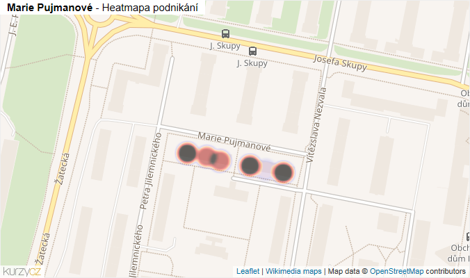 Mapa Marie Pujmanové - Firmy v ulici.