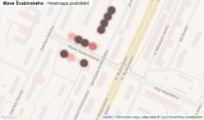 Mapa Maxe Švabinského - Firmy v ulici.