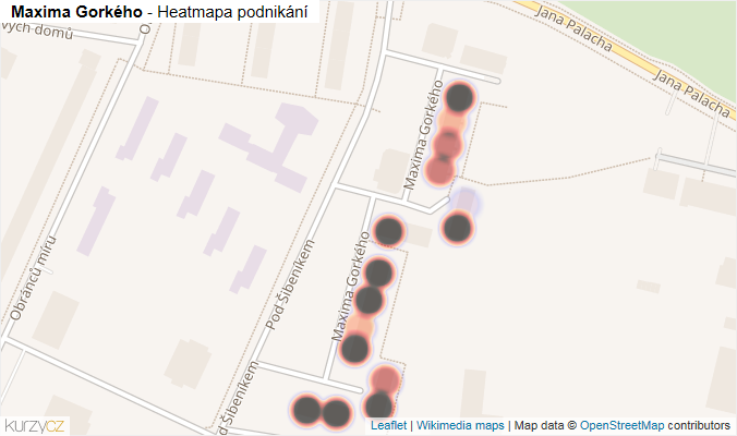 Mapa Maxima Gorkého - Firmy v ulici.