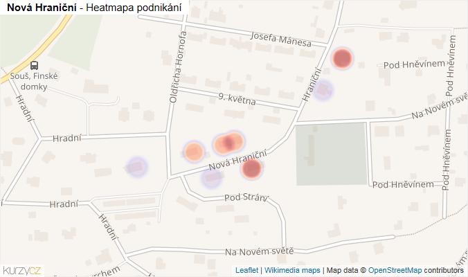 Mapa Nová Hraniční - Firmy v ulici.