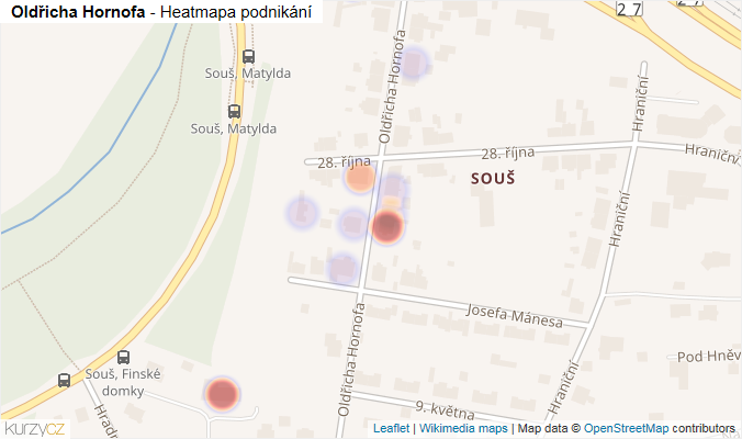 Mapa Oldřicha Hornofa - Firmy v ulici.