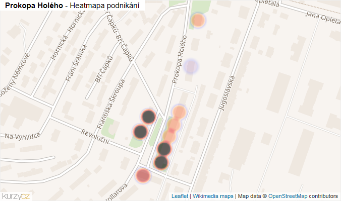 Mapa Prokopa Holého - Firmy v ulici.