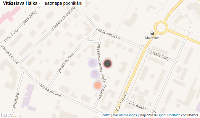Mapa Vítězslava Hálka - Firmy v ulici.