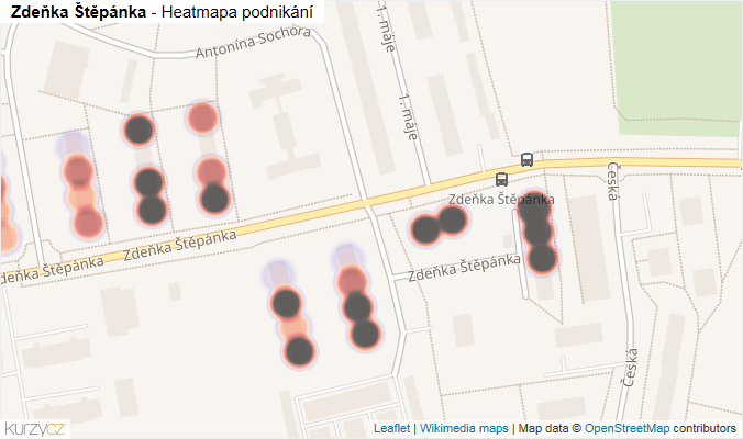 Mapa Zdeňka Štěpánka - Firmy v ulici.