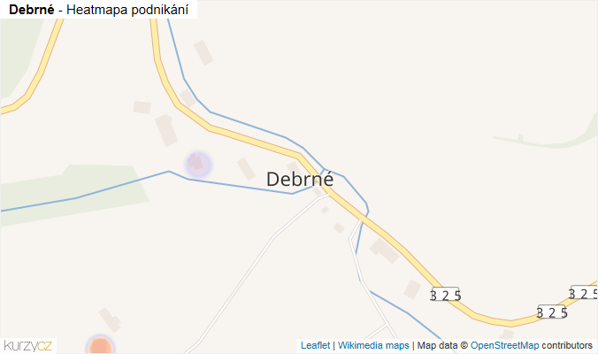 Mapa Debrné - Firmy v části obce.