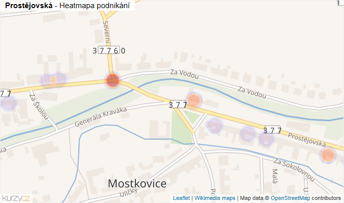 Mapa Prostějovská - Firmy v ulici.
