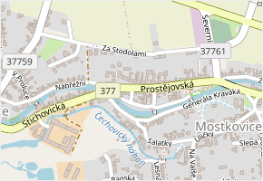 Úzká v obci Mostkovice - mapa ulice