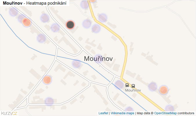 Mapa Mouřínov - Firmy v části obce.