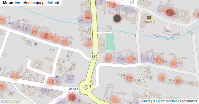 Moutnice - mapa podnikání