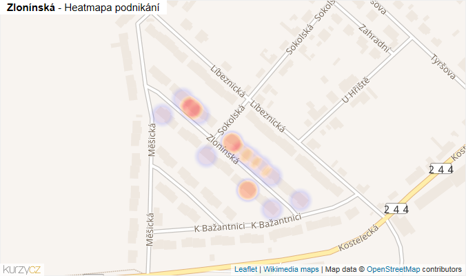 Mapa Zlonínská - Firmy v ulici.