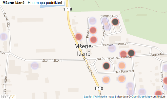 Mapa Mšené-lázně - Firmy v části obce.