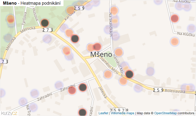 Mapa Mšeno - Firmy v části obce.