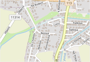 Bezová v obci Mukařov - mapa ulice