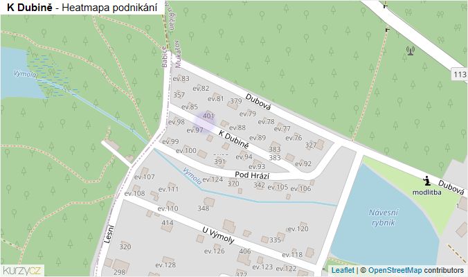 Mapa K Dubině - Firmy v ulici.