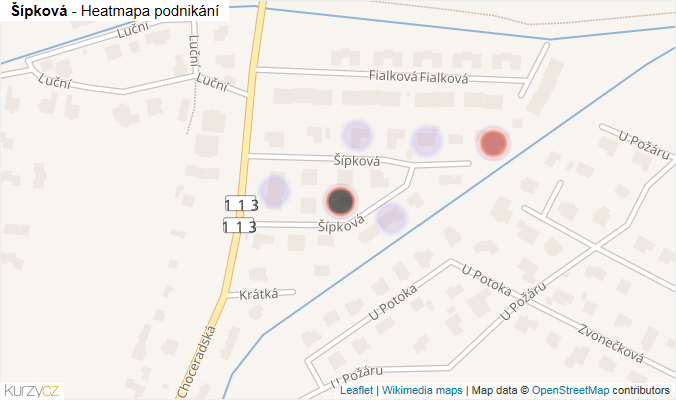 Mapa Šípková - Firmy v ulici.