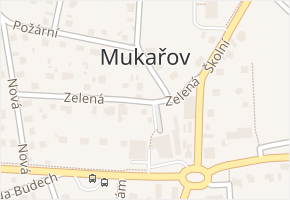 Zelená v obci Mukařov - mapa ulice