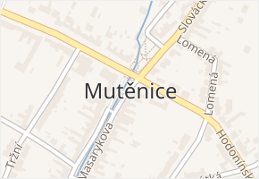 Mutěnice v obci Mutěnice - mapa části obce