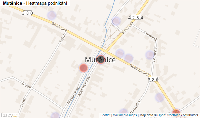 Mapa Mutěnice - Firmy v části obce.