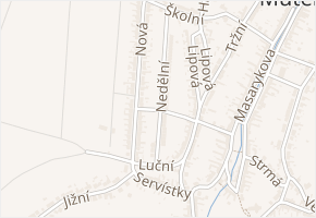 Nedělní v obci Mutěnice - mapa ulice