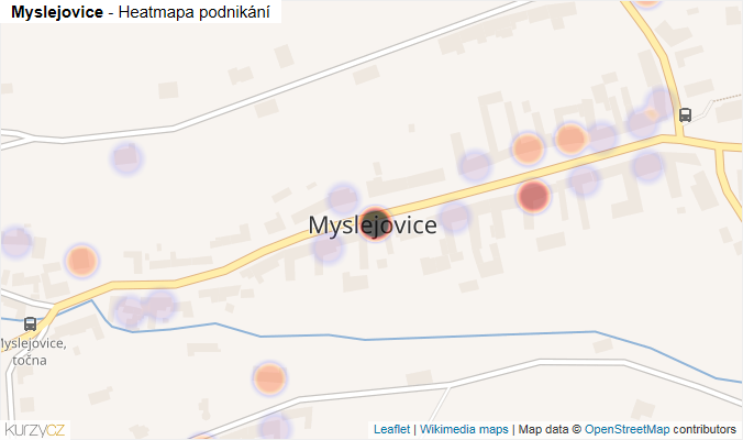 Mapa Myslejovice - Firmy v části obce.