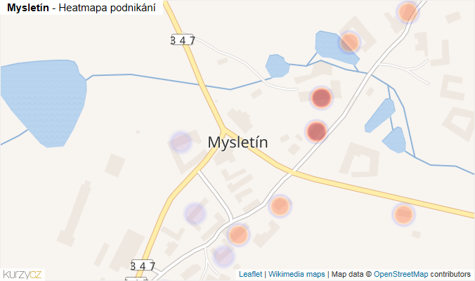 Mapa Mysletín - Firmy v části obce.