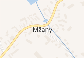 Mžany v obci Mžany - mapa části obce