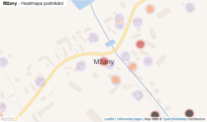 Mapa Mžany - Firmy v části obce.