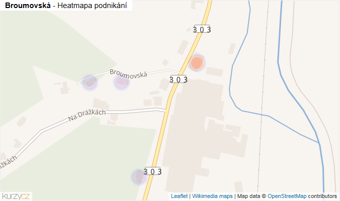 Mapa Broumovská - Firmy v ulici.