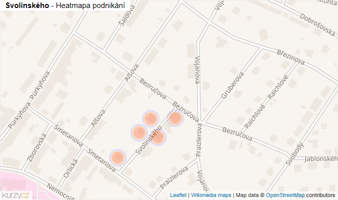 Mapa Svolinského - Firmy v ulici.