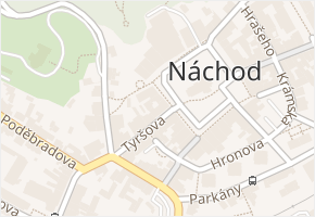 Tyršova v obci Náchod - mapa ulice