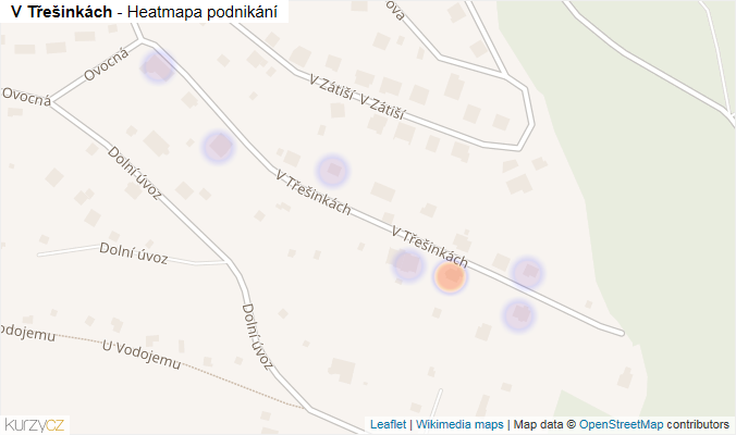 Mapa V Třešinkách - Firmy v ulici.