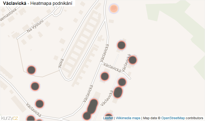 Mapa Václavická - Firmy v ulici.
