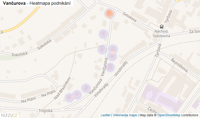 Mapa Vančurova - Firmy v ulici.