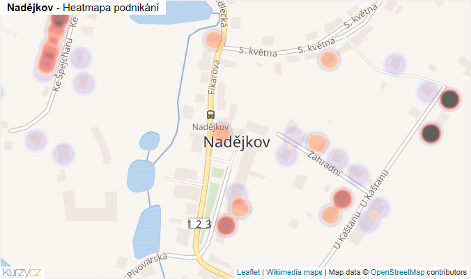 Mapa Nadějkov - Firmy v části obce.
