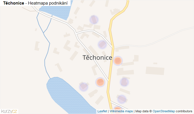 Mapa Těchonice - Firmy v části obce.