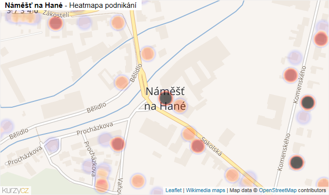 Mapa Náměšť na Hané - Firmy v části obce.