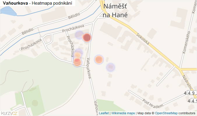 Mapa Vaňourkova - Firmy v ulici.