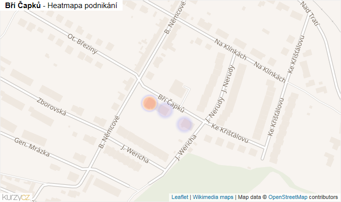 Mapa Bří Čapků - Firmy v ulici.