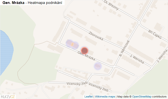 Mapa Gen. Mrázka - Firmy v ulici.