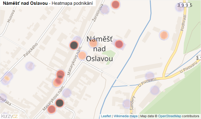 Mapa Náměšť nad Oslavou - Firmy v části obce.