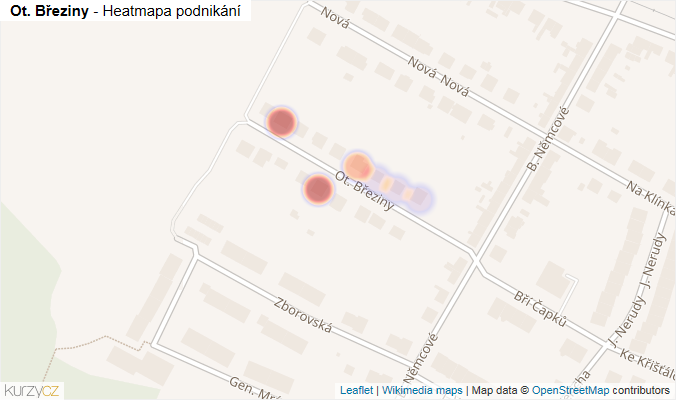 Mapa Ot. Březiny - Firmy v ulici.