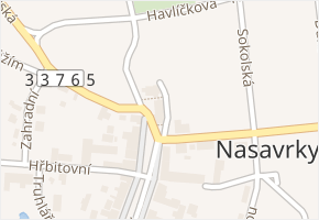 Náměstí v obci Nasavrky - mapa ulice