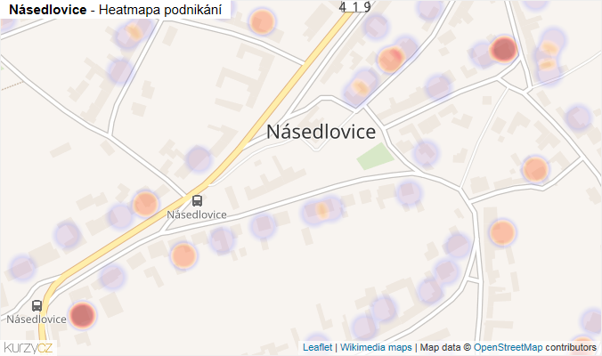 Mapa Násedlovice - Firmy v části obce.